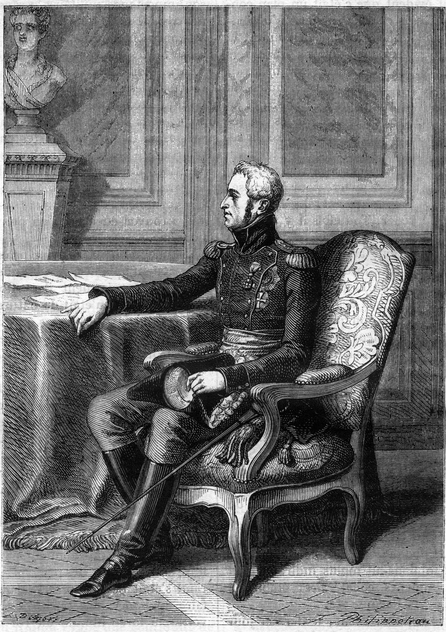 فريدريك السادس من الدنمارك - صورة لفريدريك السادس ملك الدنمارك (1768-1839) - في "" تاريخ الإمبراطورية بعد تاريخ القنصلية "لأدولف تيير - 1879 - مجموعة خاصة بواسطة المدرسة الفرنسية