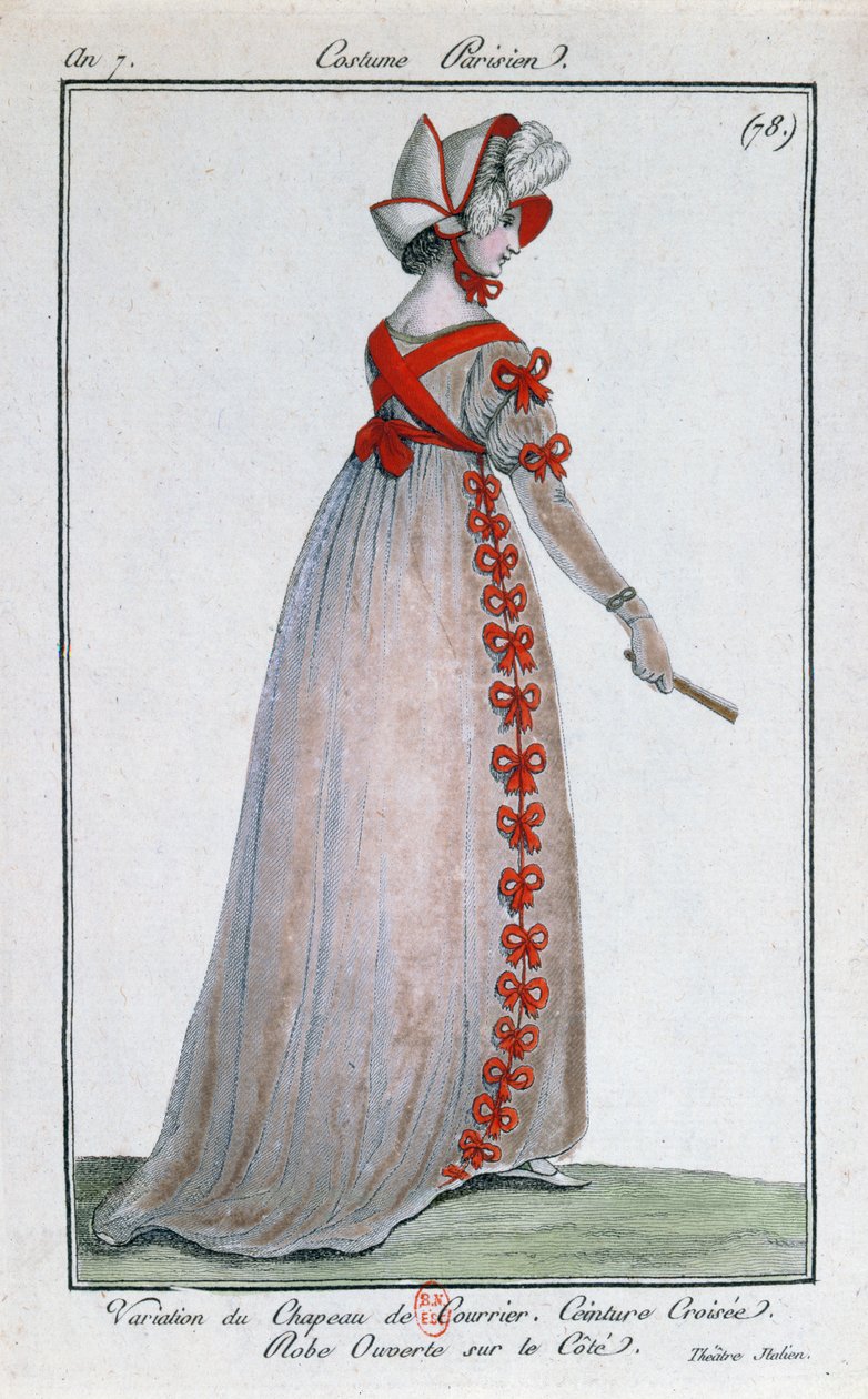 تصميم أزياء لفستان باريسي ، حوالي 1799 بواسطة المدرسة الفرنسية