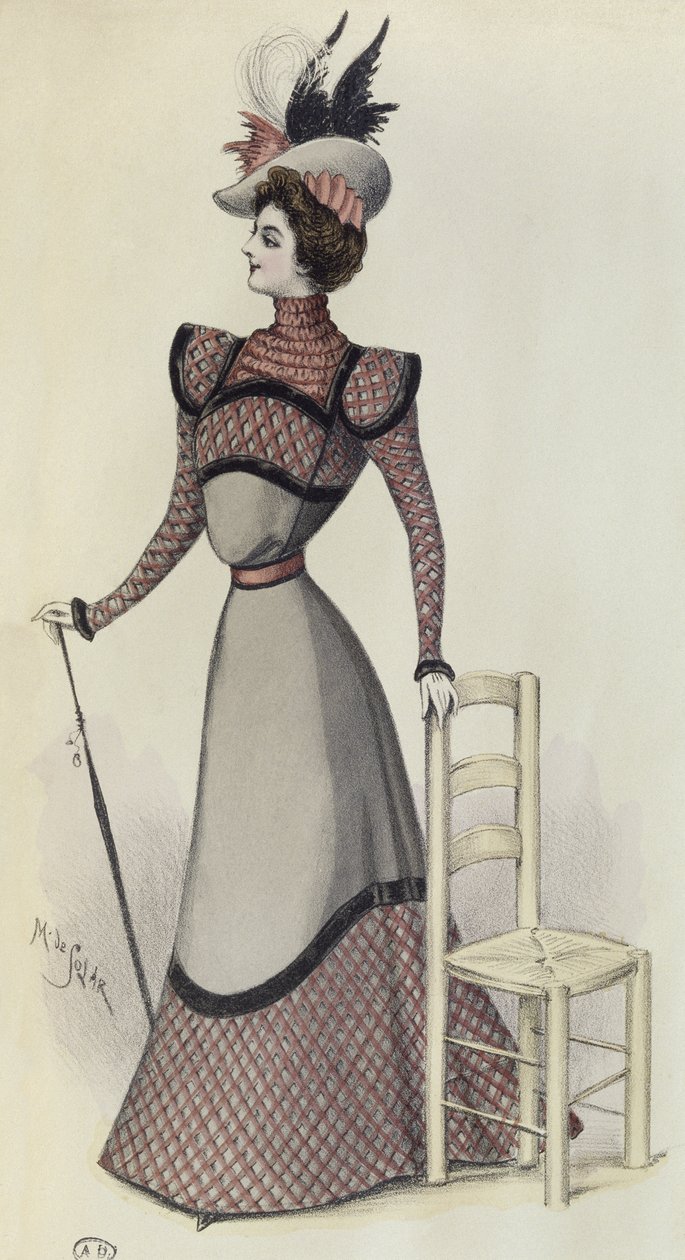 لوحة أزياء ، رسم توضيحي من La Nouvelle Mode ، 1897 بواسطة المدرسة الفرنسية
