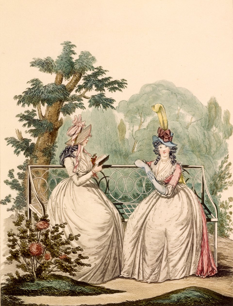 لوحة الموضة للسيدات في فساتين الصيف - مودلز انجليز ، 1794 بواسطة المدرسة الفرنسية