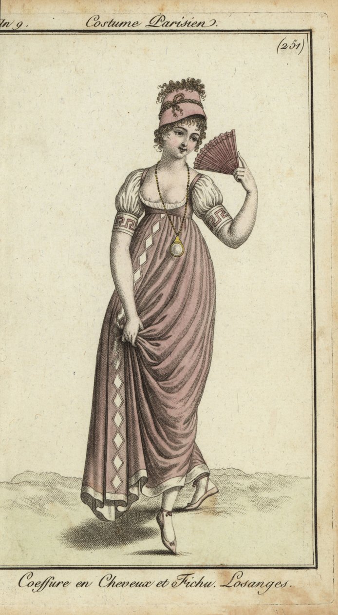 Fashionable merveilleuse with fan بواسطة المدرسة الفرنسية
