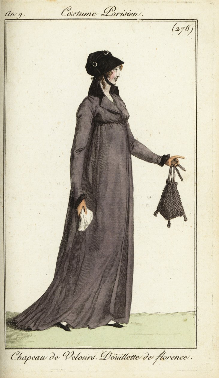 Fashionable woman in Florentine coat بواسطة المدرسة الفرنسية