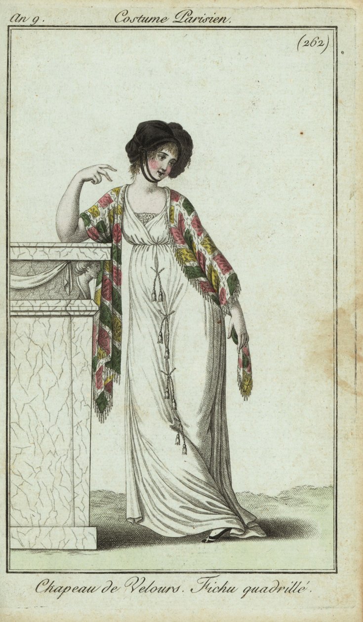 Fashionable woman leaning on a mantlepiece بواسطة المدرسة الفرنسية