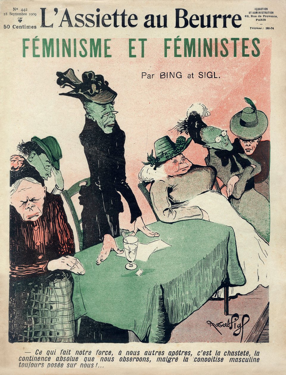 الرسوم المتحركة النسوية ، غلاف المجلة الفرنسية الساخرة "L