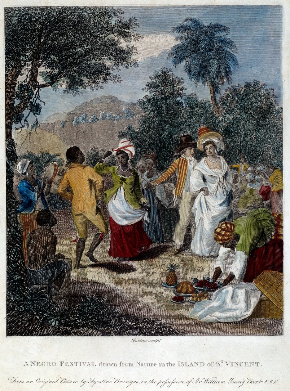 Fete Negre في جزيرة سانت فنسنت (أمريكا الوسطى ، جزر الأنتيل). نقش القرن التاسع عشر. شارتر ، متحف الفنون الجميلة بواسطة المدرسة الفرنسية