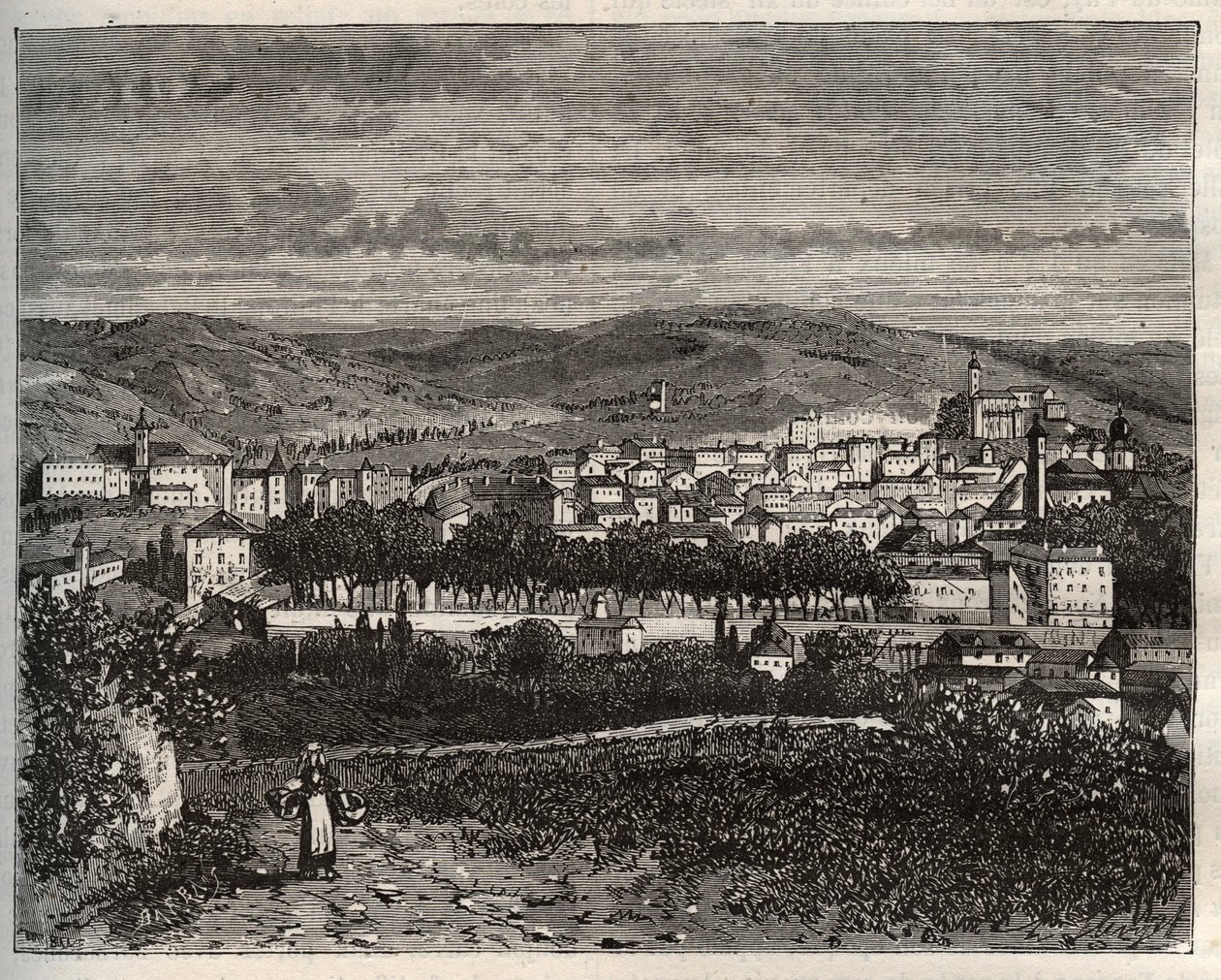 Figeac - Lot ، في منطقة ميدي بيرينيه - نقش في "La France illustree: الجغرافيا والتاريخ والإدارة الإحصائية" بقلم V.A. الشعير براون. 1884 بواسطة المدرسة الفرنسية