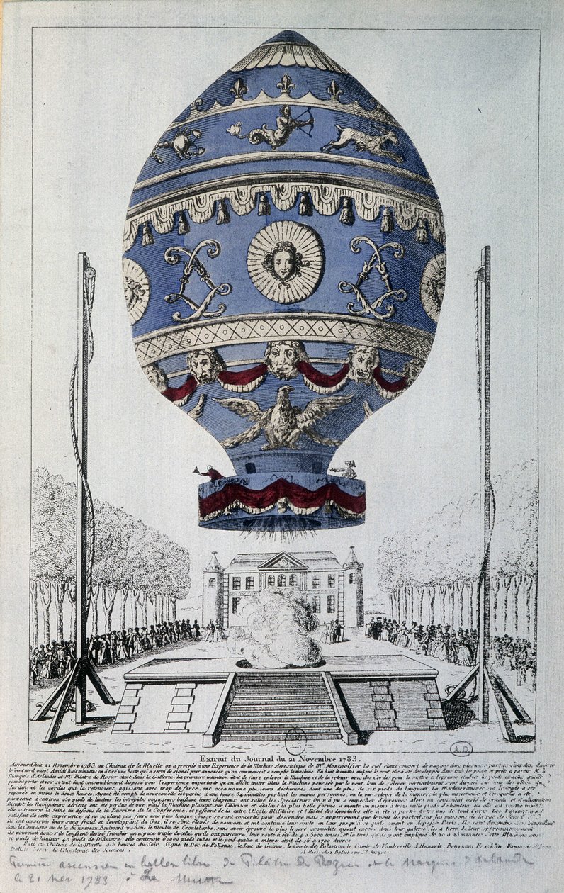 أول رحلة بشرية لـ Pilâtre de Rozier في 21 نوفمبر 1783 بواسطة المدرسة الفرنسية