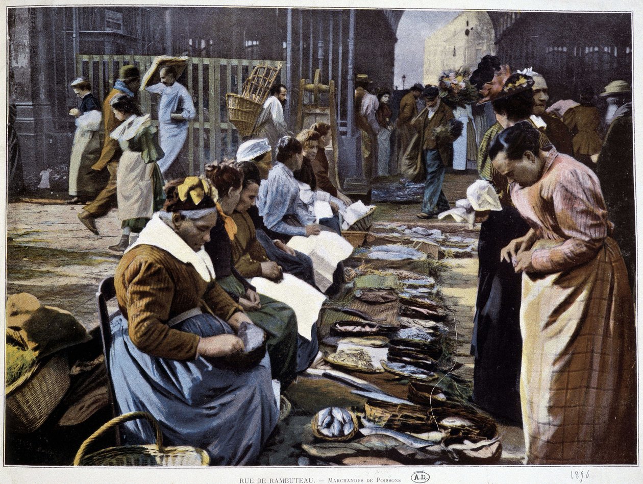 Fish merchants rue Rambuteau (Halles) بواسطة المدرسة الفرنسية