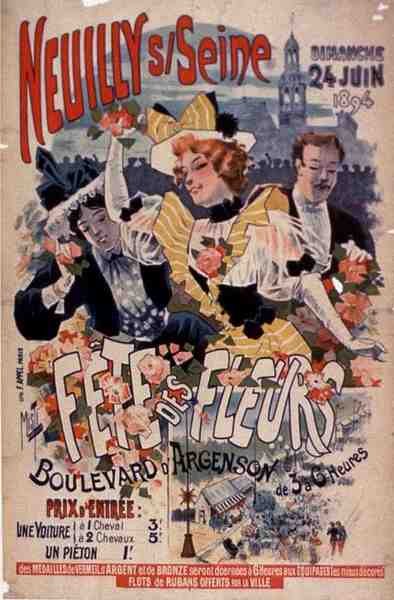 'Flower Fete' ، في Boulevard d'Argenson ، Neuilly Sur Seine (لون ليثو) بواسطة المدرسة الفرنسية