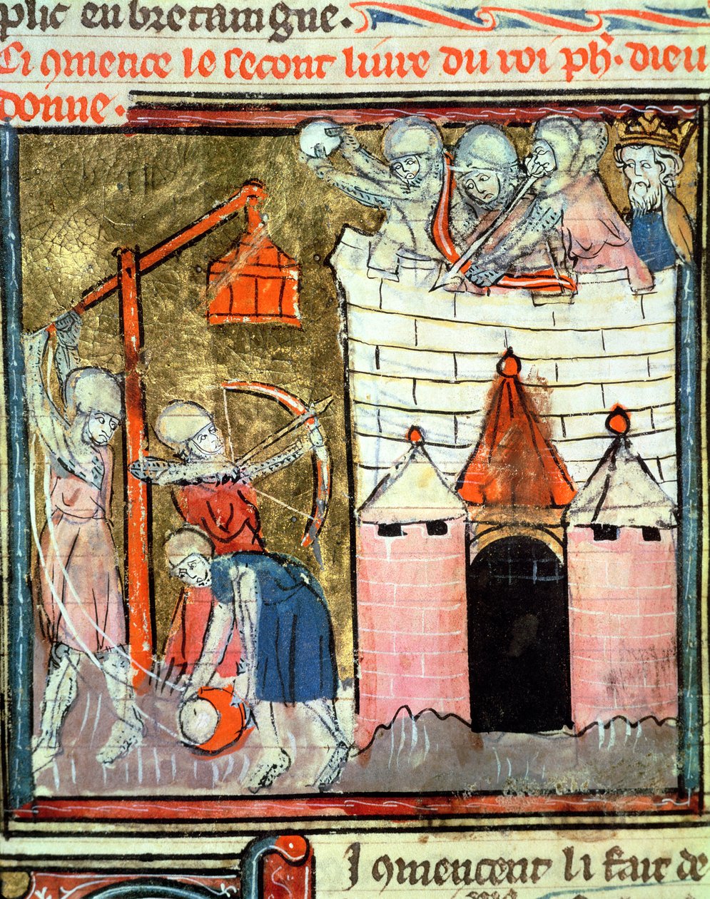 Fol.261v حصار قصر تشينون ، من Grand Chroniques de France ، 1375-79 بواسطة المدرسة الفرنسية