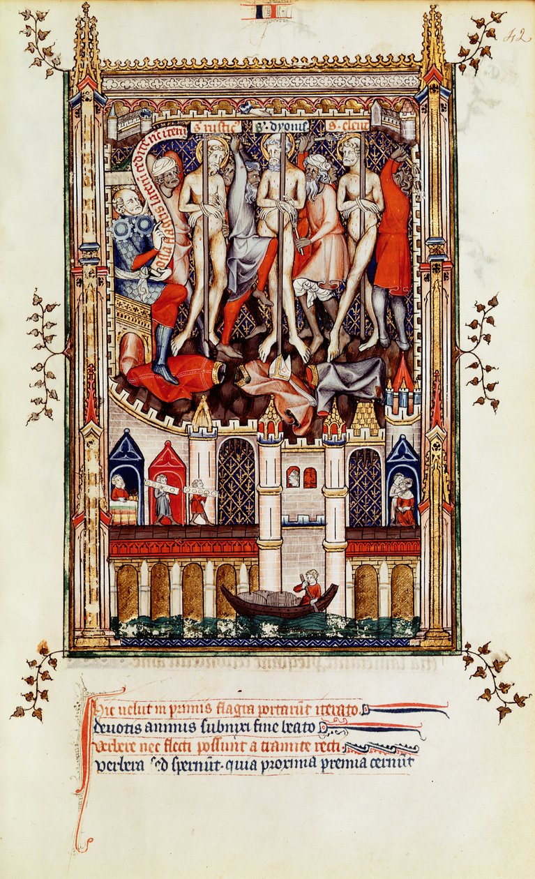 Fr 2092 f.42 التسمية الثالثة للقديس دينيس ورفاقه ، من Vie de St. Denis ، 1317 بواسطة المدرسة الفرنسية
