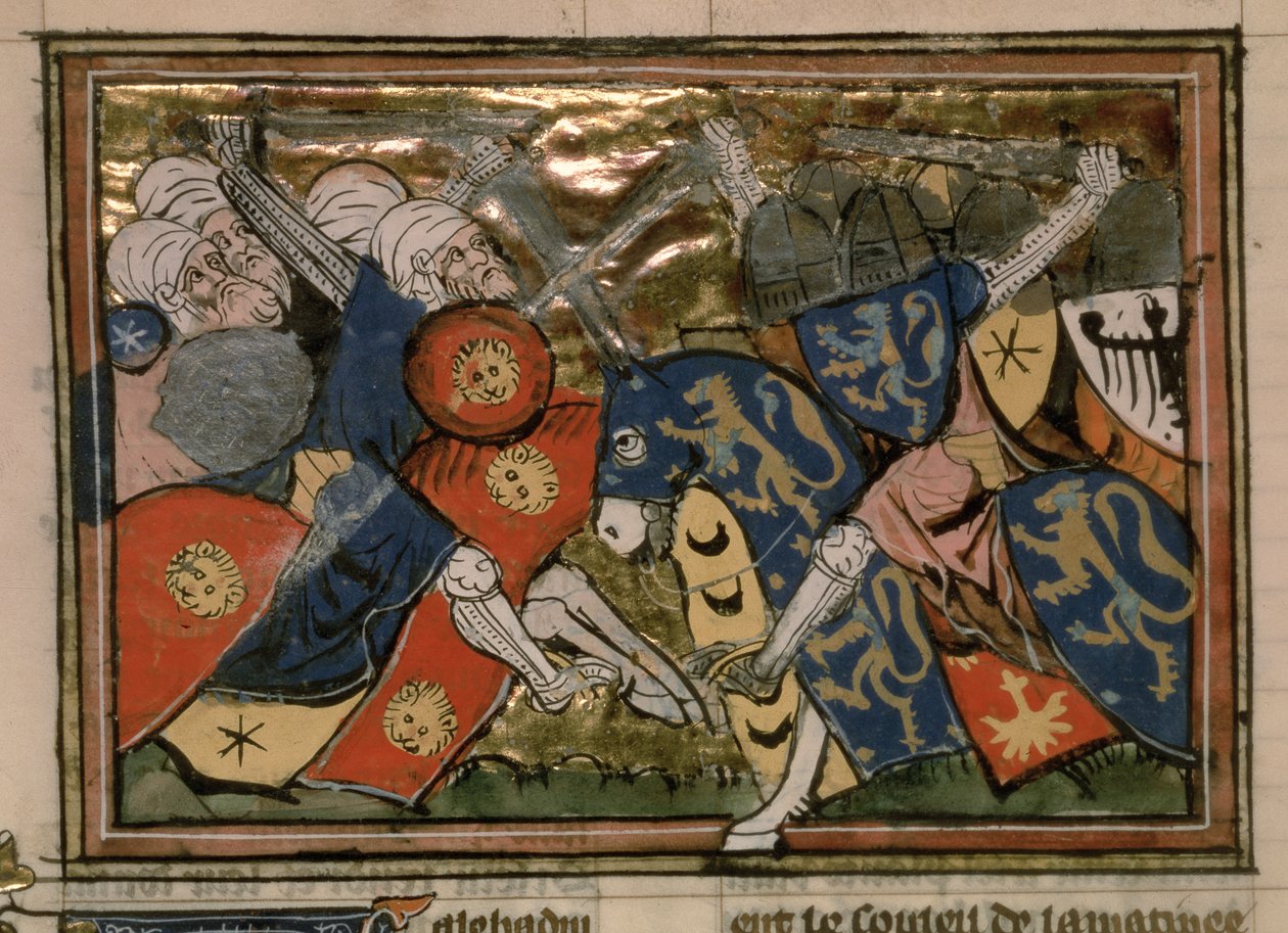 Fr 22495 f.235v ، معركة القدس عام 1187 ، من Le Roman de Godefroi de Bouillon بواسطة المدرسة الفرنسية