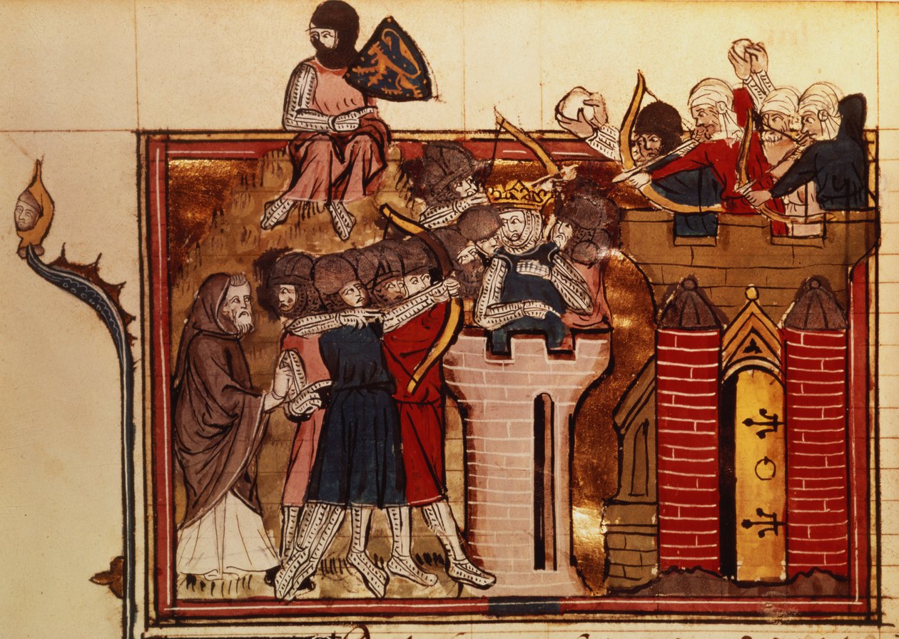 Fr 22495 f.69v الهجوم الصليبي على القدس عام 1099 ، من Le Roman de Godefroi de Bouillon بواسطة المدرسة الفرنسية