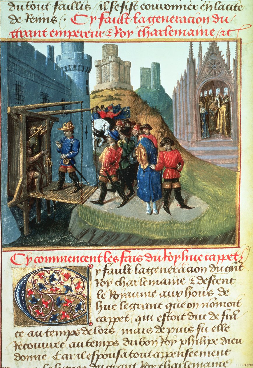 Fr 6465 f.165v Hugues Capet دوق فرنسا والأسقف Asselin بواسطة المدرسة الفرنسية