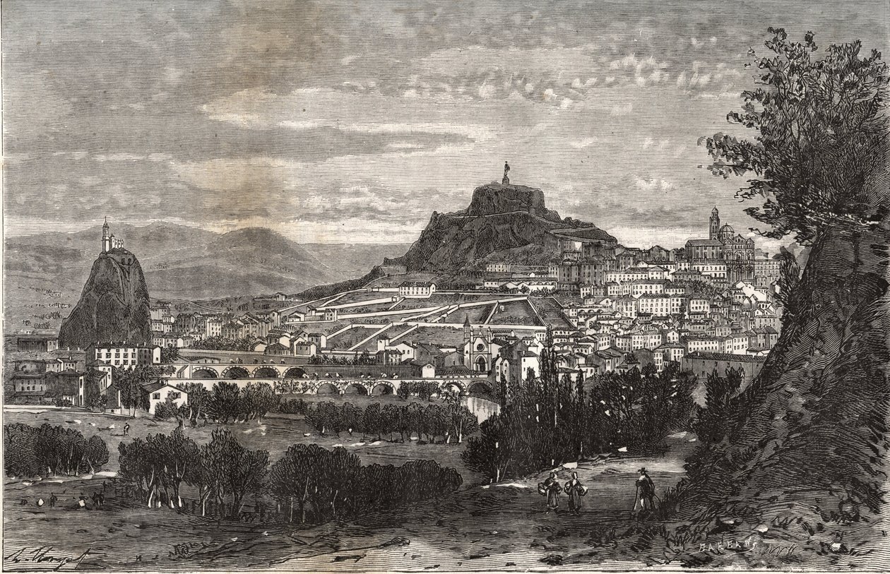 فرنسا ، أوفيرني ، هوت لوار (43) ، لو بوي أون فيلاي (لو بوي أون فيلاي) - نقش في "La France illustrie: geographie، history، Administration Statistics" لـ VA Malt-Brown. 1884 بواسطة المدرسة الفرنسية