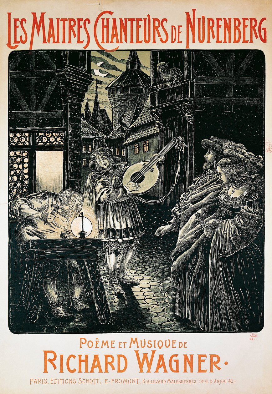 France, Paris, Poster of The Mastersingers of Nuremberg by Richard Wagner بواسطة المدرسة الفرنسية