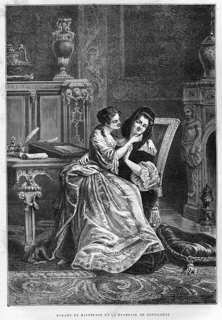 فرانسواز دوبيني ، ماركيز (مدام) من مينتينون (1635-1719) ودوقة بورغوندي (ماري أديلايد دي سافوي بواسطة المدرسة الفرنسية