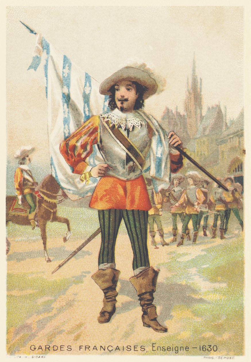 الحرس الفرنسي ، الراية عام 1630 (Regiment d&39;infanterie de la Maison du Roi de France ، تم إنشاؤه عام 1563 وتم حله عام 1789) بواسطة المدرسة الفرنسية