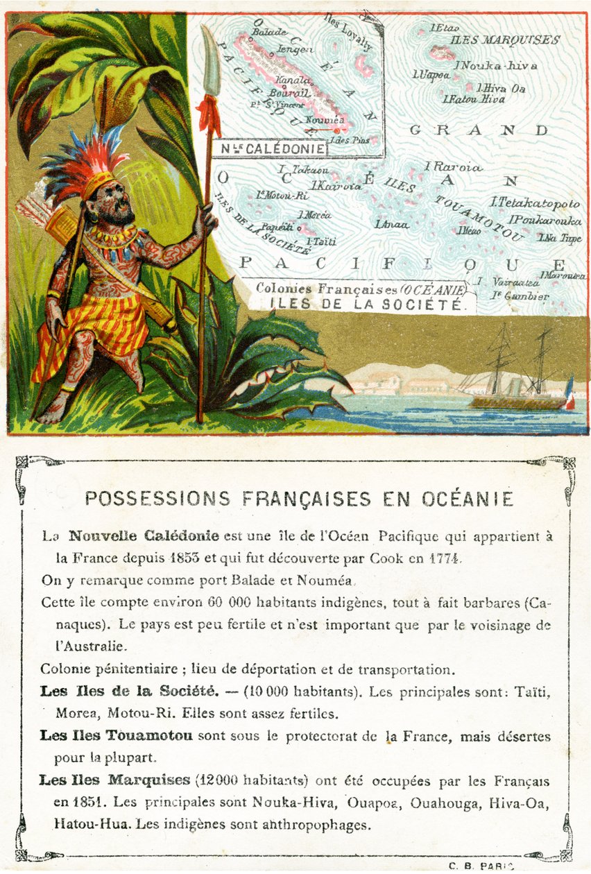 الحيازات الفرنسية في أوقيانوسيا ، c.1890 بواسطة المدرسة الفرنسية