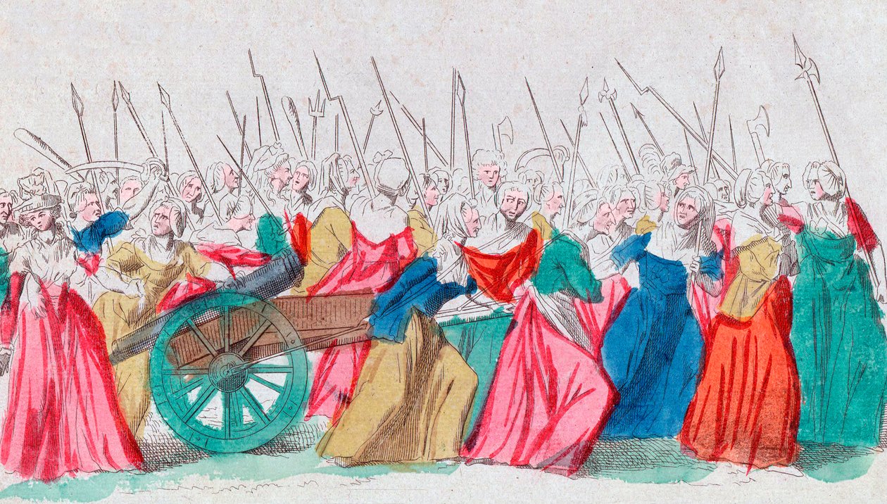 الثورة الفرنسية: "" فرساي ، فرساي "" مسيرة النساء في فرساي 5/10/1789 (مسيرة النساء في فرساي ، باريس ، 5 أكتوبر 1789 بواسطة المدرسة الفرنسية