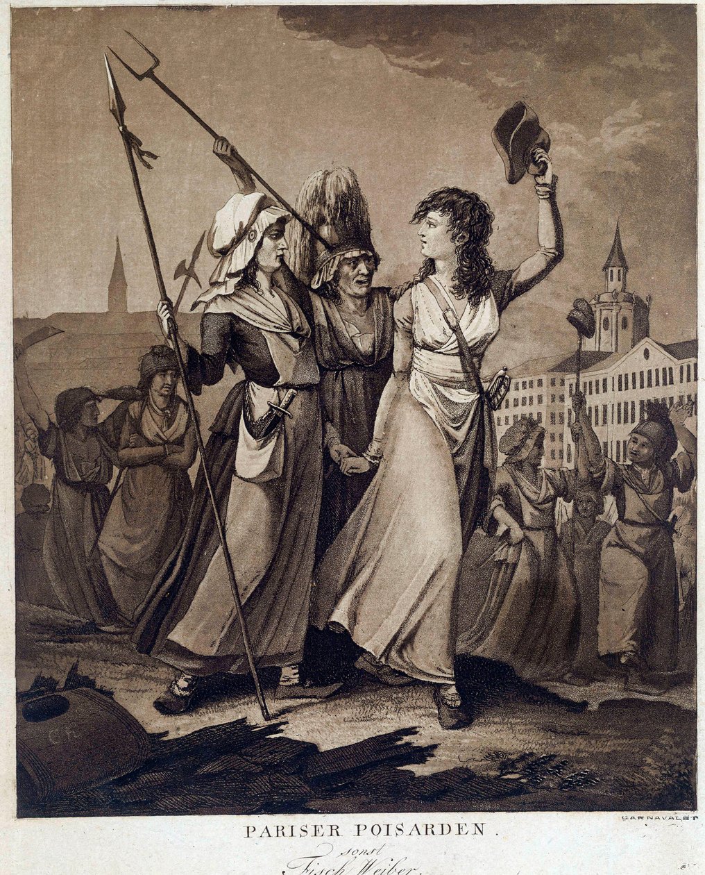 الثورة الفرنسية: "" Parisian Poissardes "" طباعة حوالي عام 1789 في باريس ، متحف Carnavalet بواسطة المدرسة الفرنسية