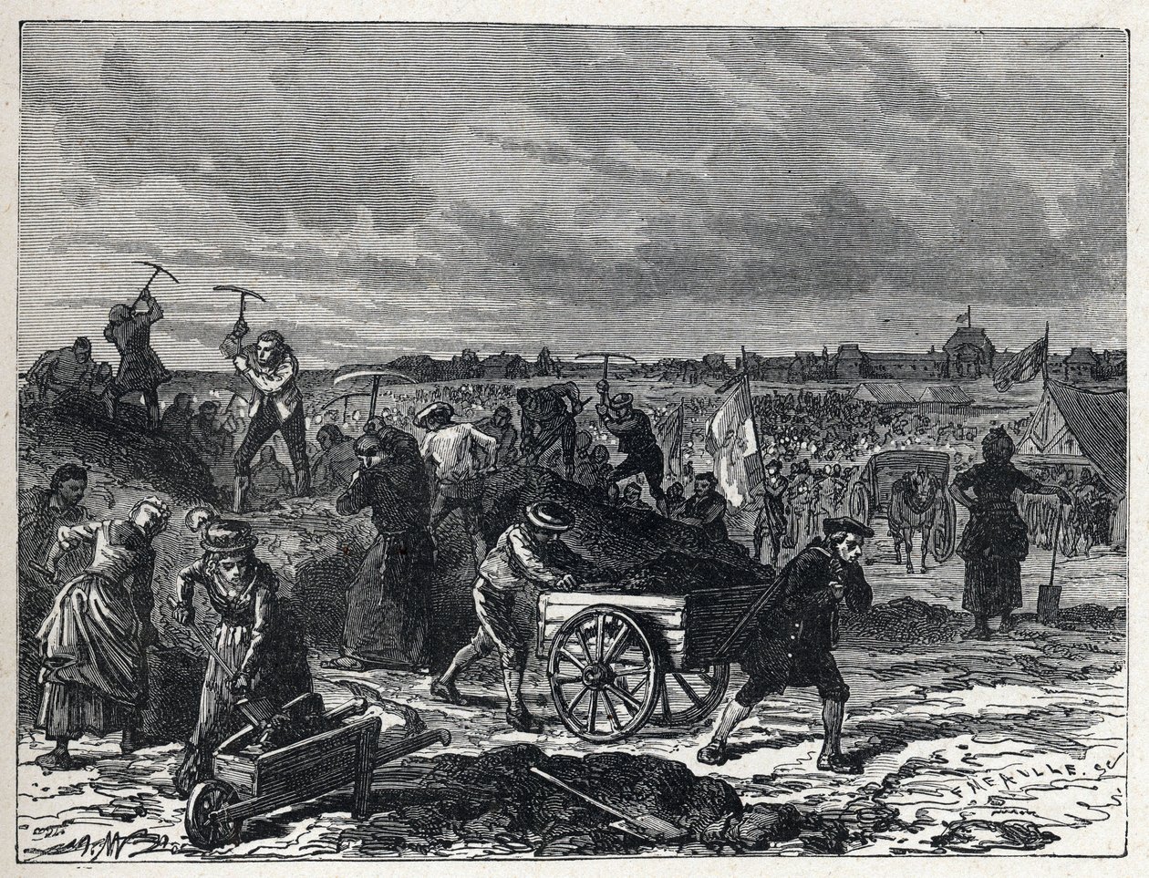الثورة الفرنسية: أعمال Champs de Mars (Champs-de-Mars) في باريس ، للتحضير ل Fete de la Federation عام 1790. بواسطة المدرسة الفرنسية