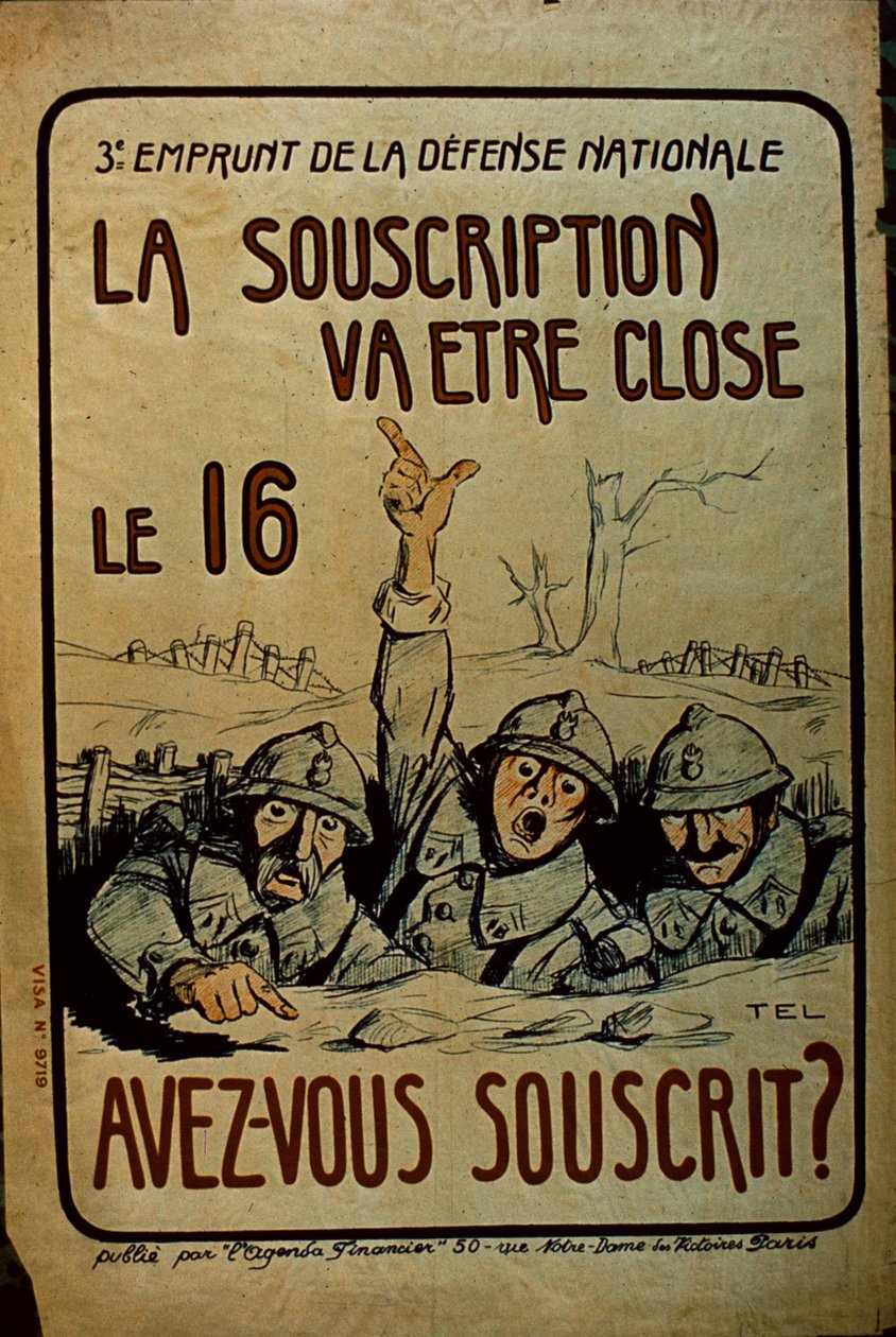 ملصق لسندات الحرب العالمية الأولى في الحرب العالمية الأولى ، 1914-1918 بواسطة المدرسة الفرنسية