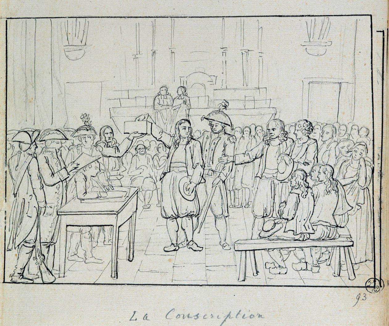 الثورة الفرنسية: مشهد التجنيد في بريتاني عام 1793. باريس ، متحف كارنافالي بواسطة المدرسة الفرنسية