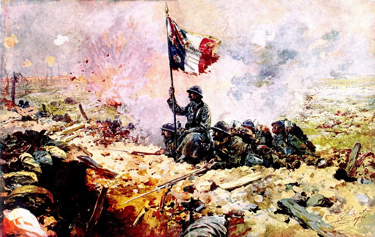 جنود فرنسيون خلال معركة السوم 1916 (صورة) بواسطة المدرسة الفرنسية