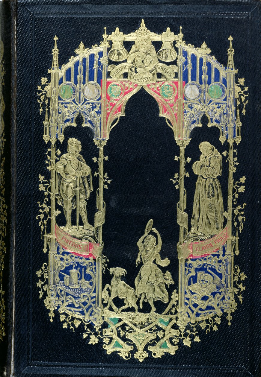 الغلاف الأمامي لنسخة من نوتردام دي باريس بقلم فيكتور هوغو (1802-1885) نشرتها إصدارات Perrotin ، باريس ، 1844 (الجلد والذهب) بواسطة المدرسة الفرنسية