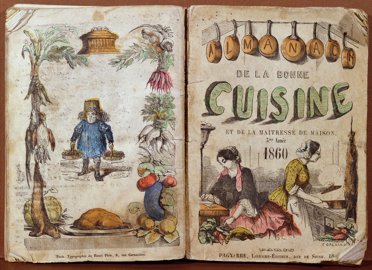 الغلاف الأمامي لـ Almanac de la Bonne Cuisine et de la Maitresse de Maison ، 1860 بواسطة المدرسة الفرنسية