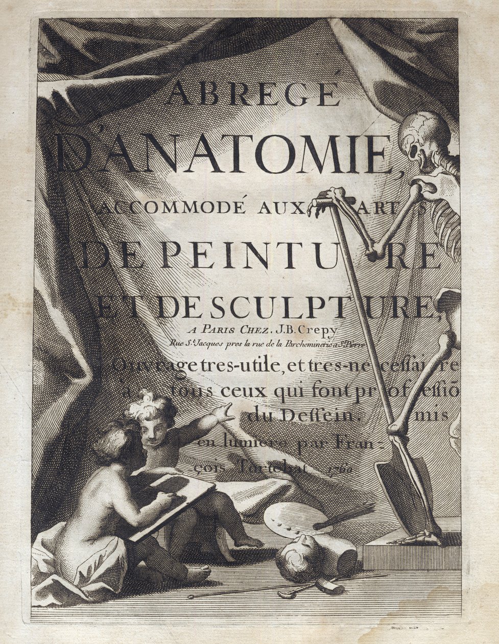 واجهة - تشريح تجريدي ، ملائم لفنون الرسم والنحت - Abrege d'Anatomy ، accommode aux Arts de peinture et المنحوت ، ووضع نظام جديد من قبل فرانسوا تورتبات (1610-1690) - 1760 بواسطة المدرسة الفرنسية