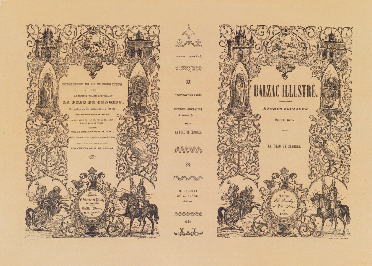 واجهة La Peau de Chagrin ، من طبعة مصورة لأعمال Honore de Balzac (1799-1850) من Delloye و Lecou ، 1838 بواسطة المدرسة الفرنسية