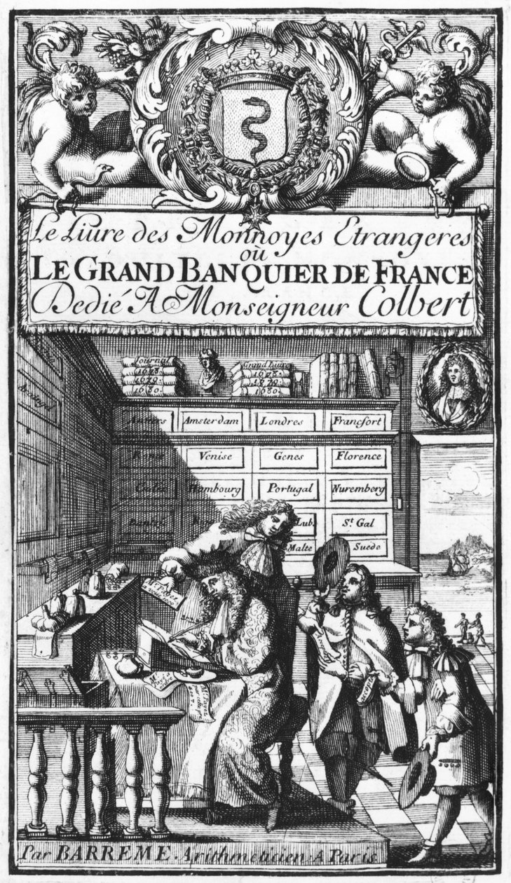 واجهة Le Grand Banquier de France أو Le Livre des Monnaies Etrangeres بواسطة Bertrand Francois Barreme (1640-1703) أواخر القرن السابع عشر بواسطة المدرسة الفرنسية
