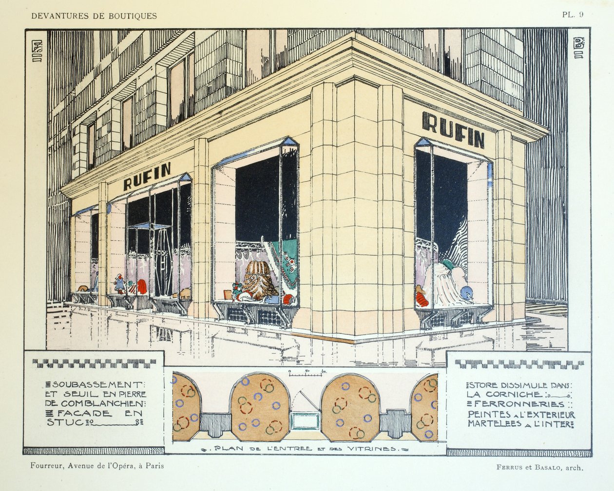 Furrier ، اللوحة 9 ، رسم توضيحي من Devantures de Boutiques بقلم لويس بيير سيزيل ، باريس ، 1927 بواسطة المدرسة الفرنسية