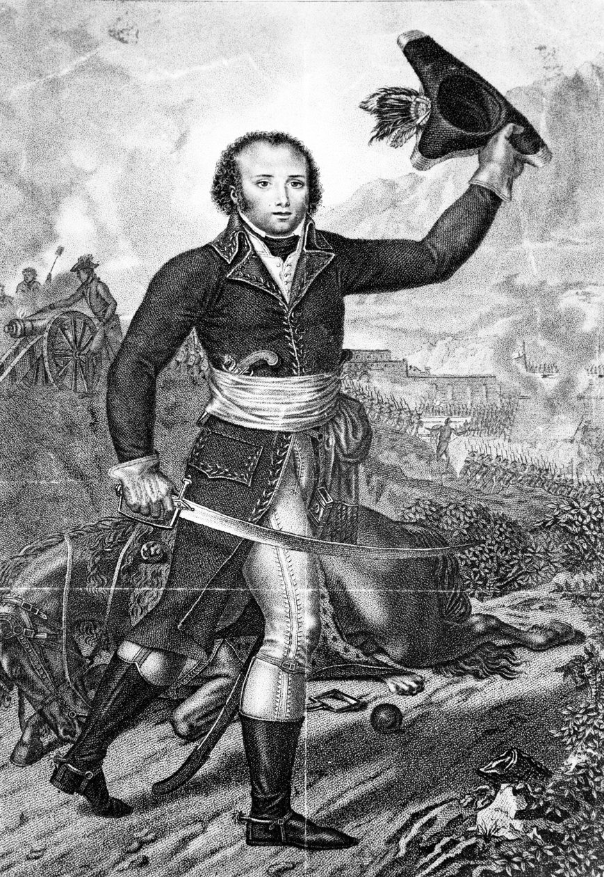 الجنرال ألكسندر دوماس في الزي الجمهوري الفرنسي في ساحة المعركة ، ج 1797 بواسطة المدرسة الفرنسية