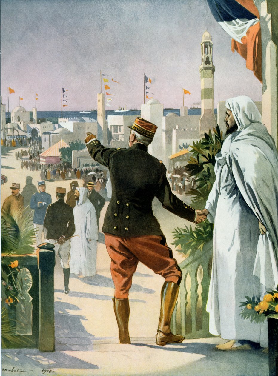 منظر عام للمعرض الفرنسي المغربي بالدار البيضاء ، من لو موند إيلوستري ، 22 أبريل 1916 بواسطة المدرسة الفرنسية