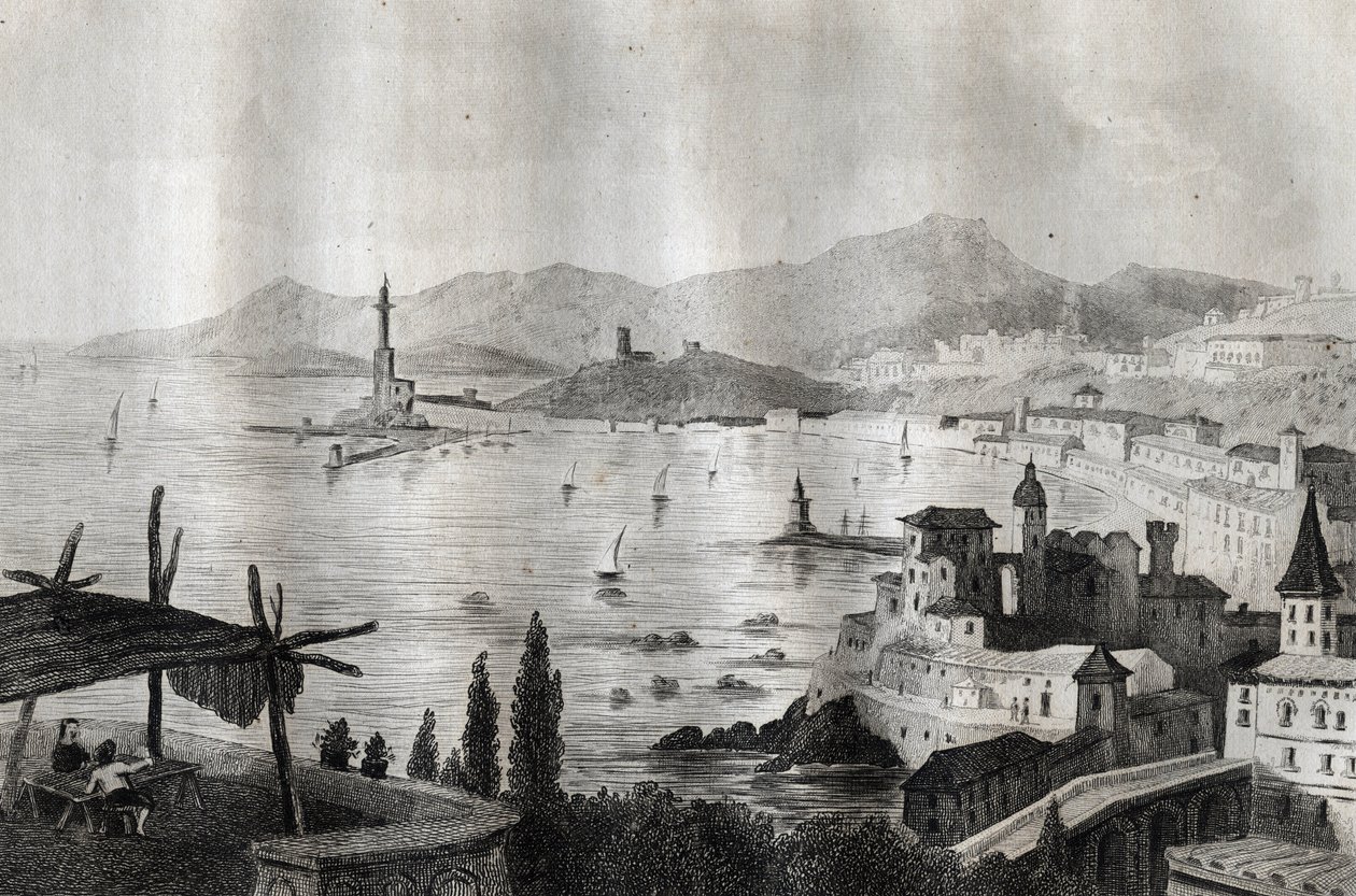 جينوفا - الجينات - جنوة - نقش من "" إيطاليا الخلابة "بقلم M. de Norvins، Ch. نودير 1834-1836. بواسطة المدرسة الفرنسية