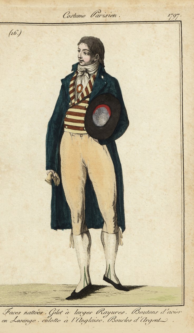 Gentleman in striped vest and breeches بواسطة المدرسة الفرنسية