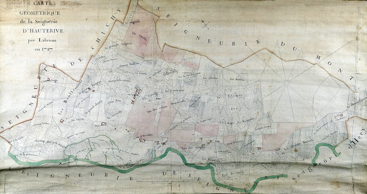 خريطة هندسية لجزيرة Hauterive بواسطة Labrune في عام 1787. بواسطة المدرسة الفرنسية