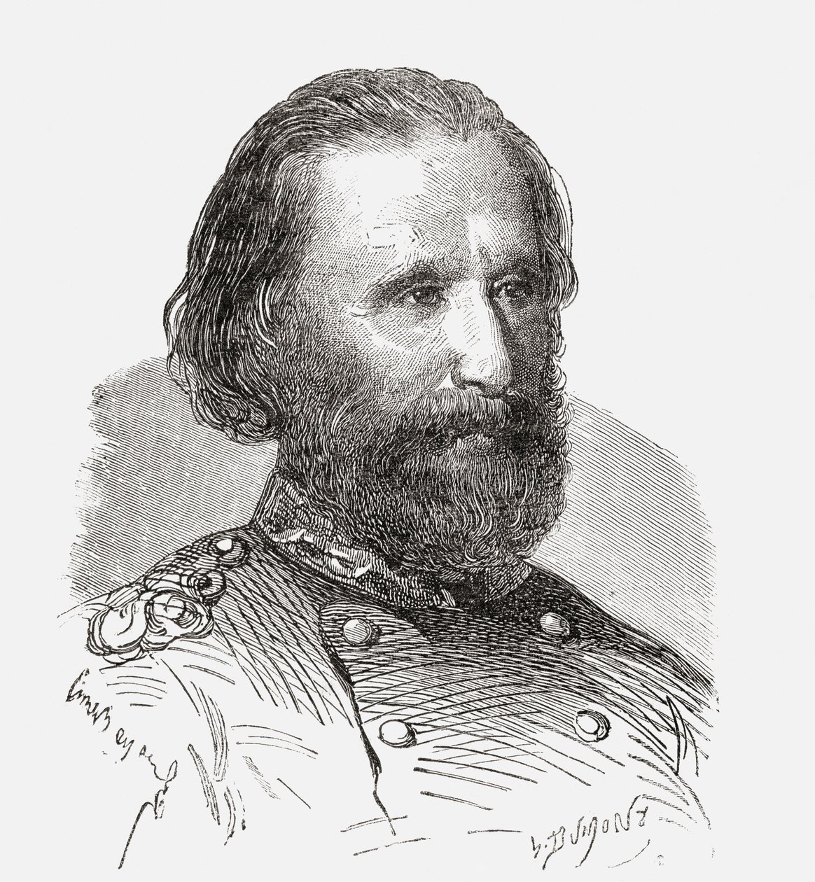 جوسيبي غاريبالدي ، من "Societes Secretes ، les Francs Macons" ، تم نشره عام 1887 (النقش) بواسطة المدرسة الفرنسية