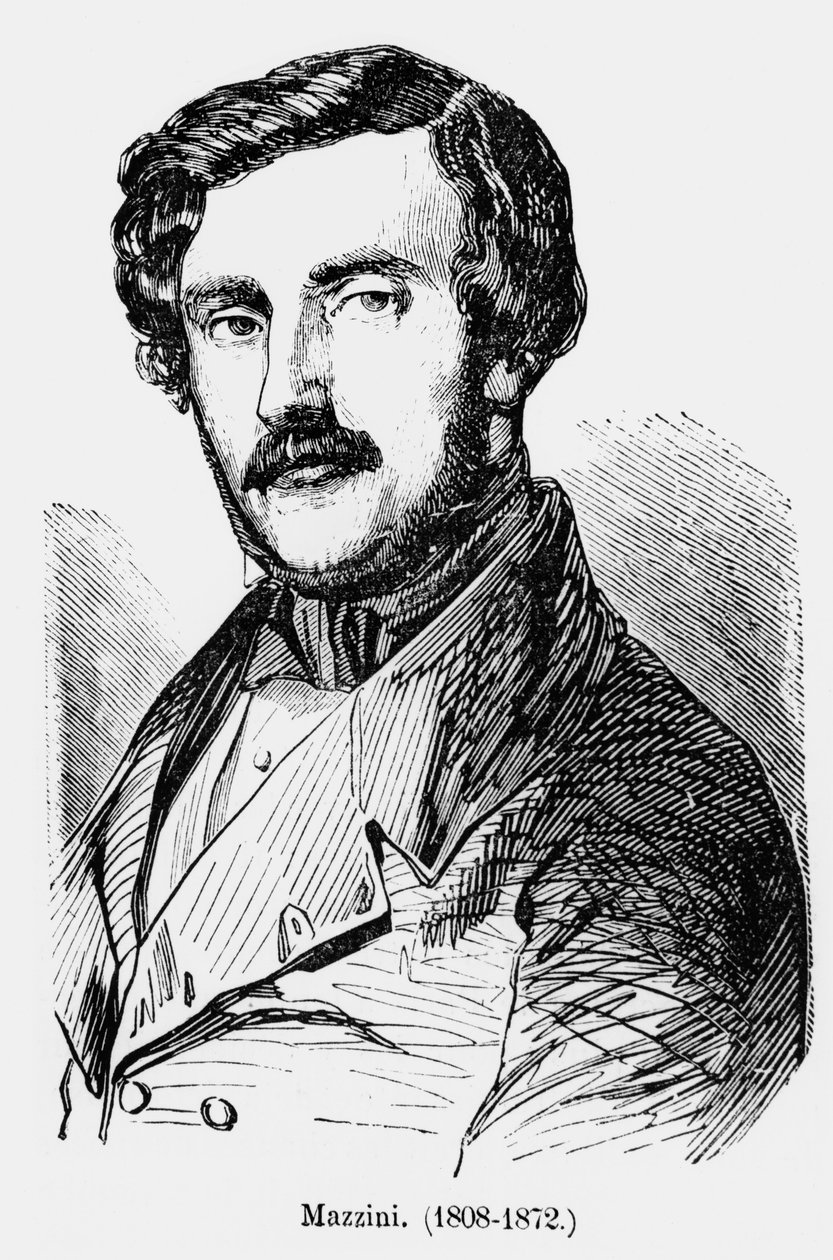 جوزيبي مازيني (1805-72) ج .1850 بواسطة المدرسة الفرنسية