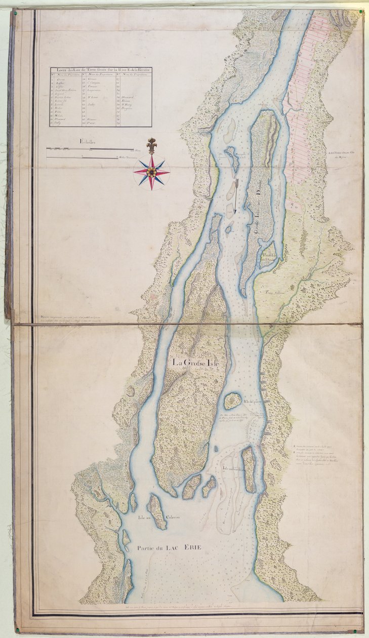 جزيرة غروس وجزء من بحيرة إيري ، 1796 (قلم وحبر ومرحاض على ورق) بواسطة المدرسة الفرنسية