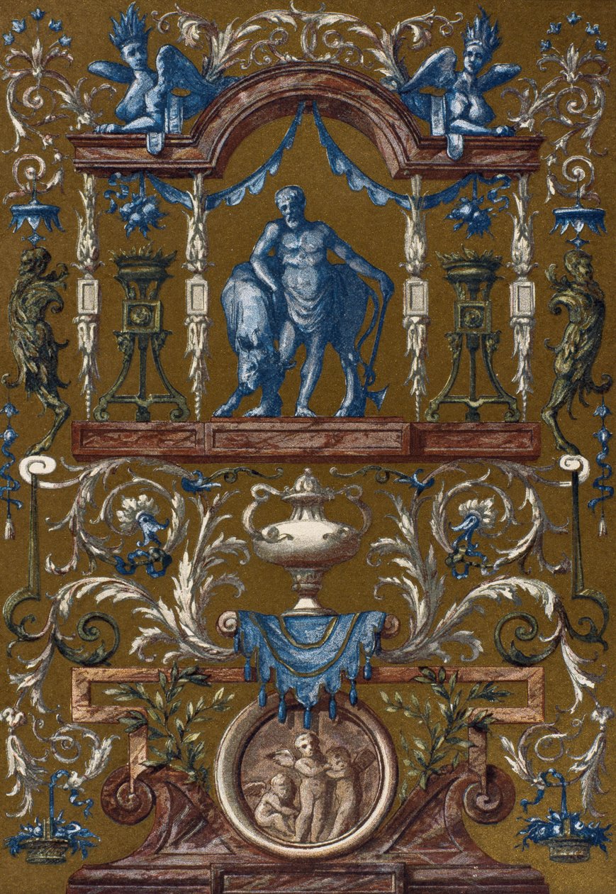 Grotesque ، بقلم جان بيرين الأكبر (1640-1711) ، نقش من قاموس الأثاث والديكور ، المجلد الثاني ، بقلم هنري هافارد بواسطة المدرسة الفرنسية