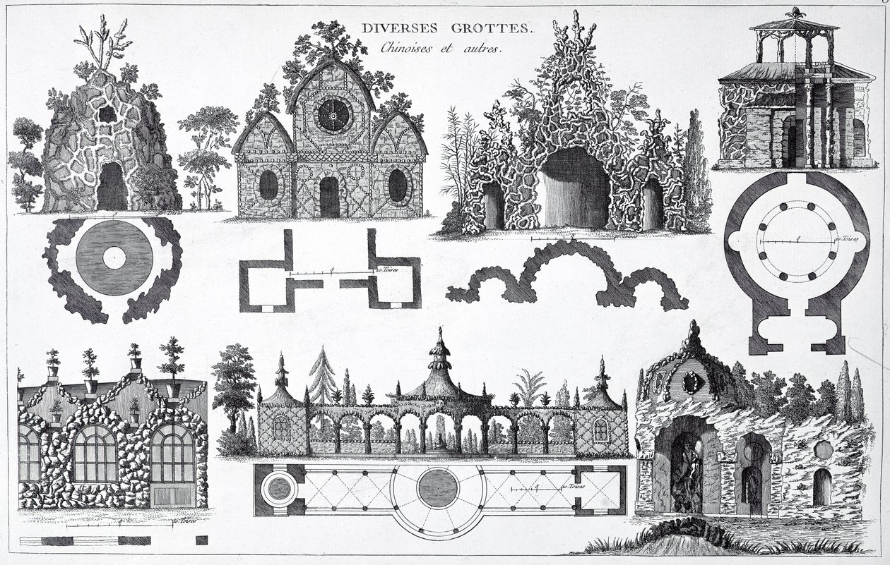 تصميمات الكهف من Jardins Anglo-Chinois لجورج لويس لو روج ، المنشورة 1775-78 بواسطة المدرسة الفرنسية