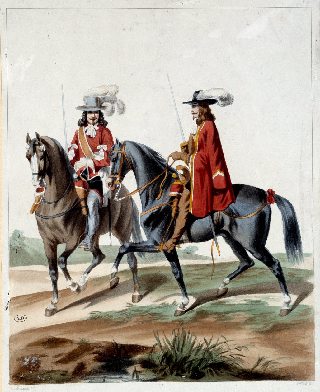 Guards of the King. Engraving of 1660. Paris, Decorative Arts بواسطة المدرسة الفرنسية