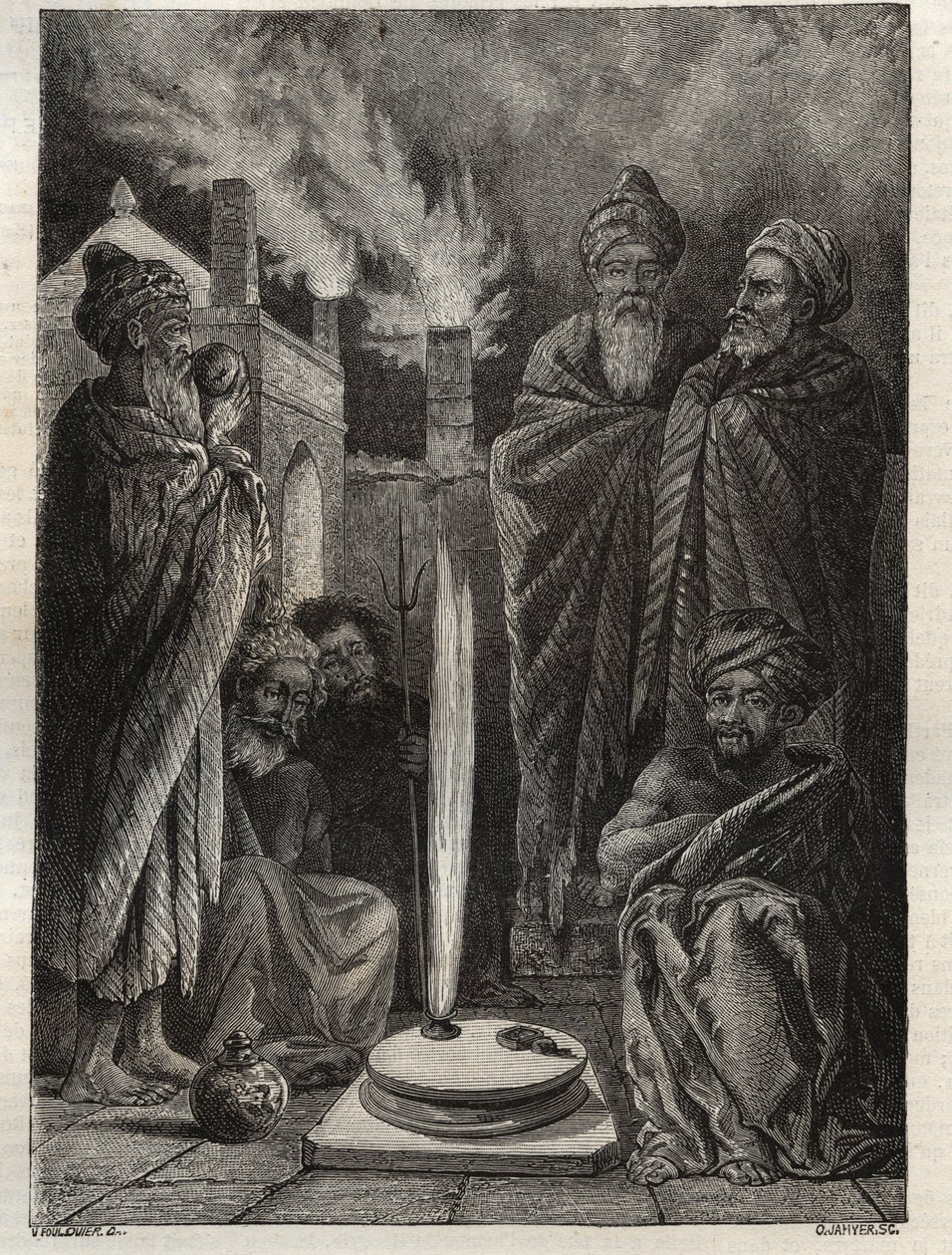 Guebre (أو الزرادشتية) بالقرب من باكو (باكو ، أذربيجان) - Fireworshippers - الموسوعة الوطنية الجديدة لموريس لا شارست - 1870 - بواسطة المدرسة الفرنسية