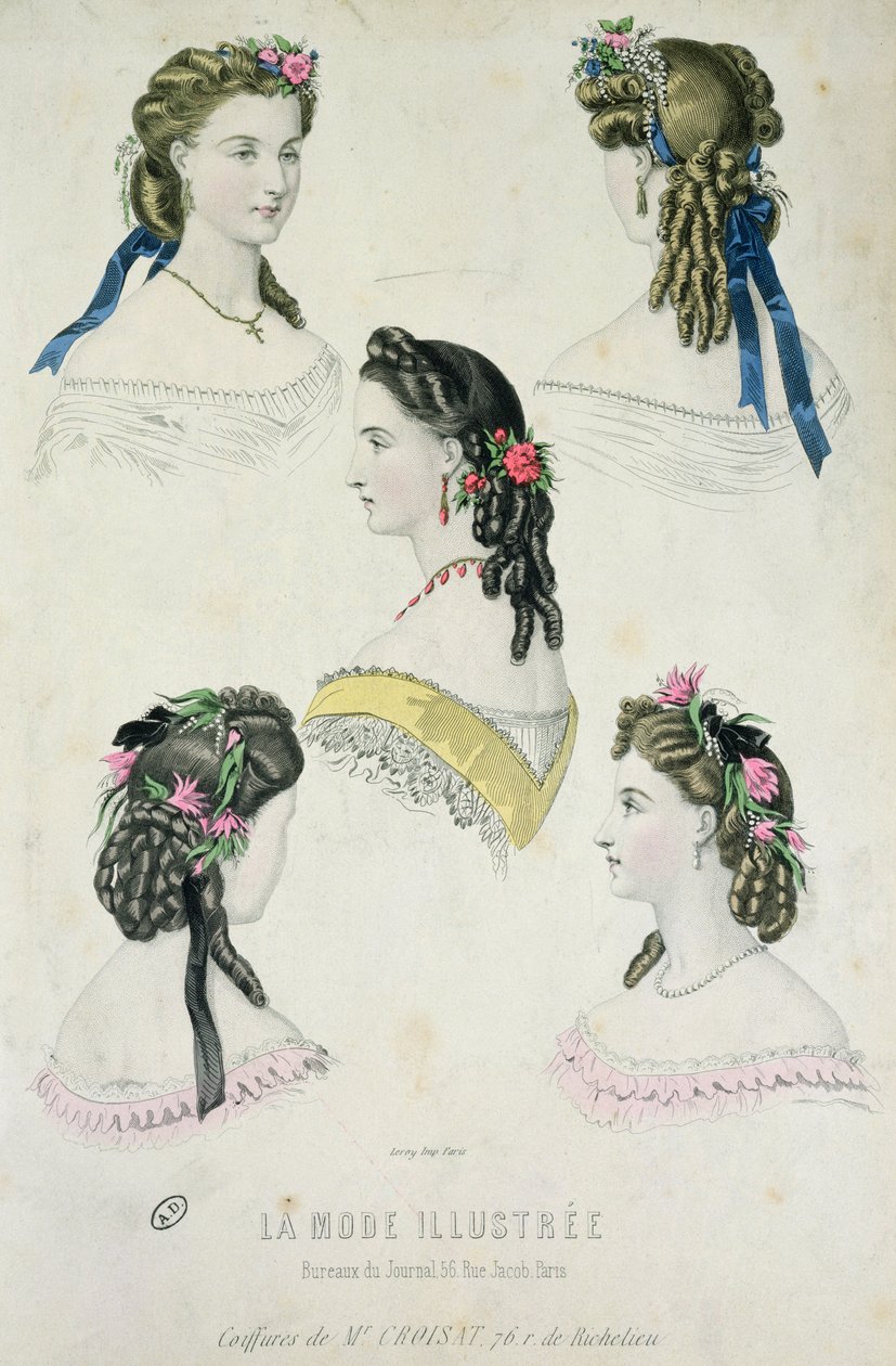 تسريحات شعر السيد كرواسات ، من La Mode Illustrée ، 1865 بواسطة المدرسة الفرنسية