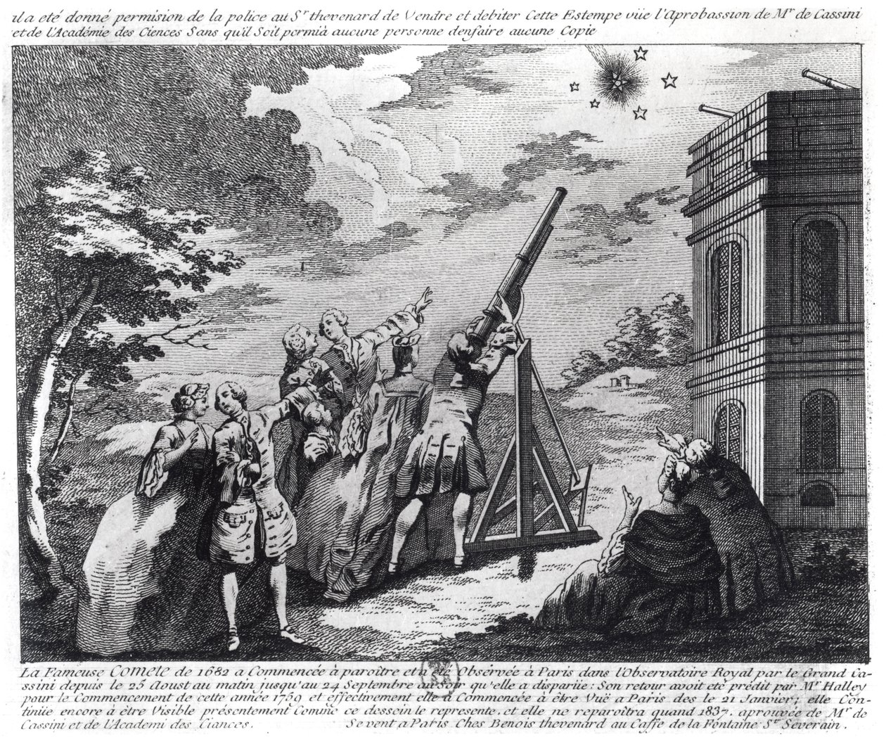 مذنب هالييس لوحظ في 1759 بواسطة كاسيني الثالث (1714-84) بواسطة المدرسة الفرنسية