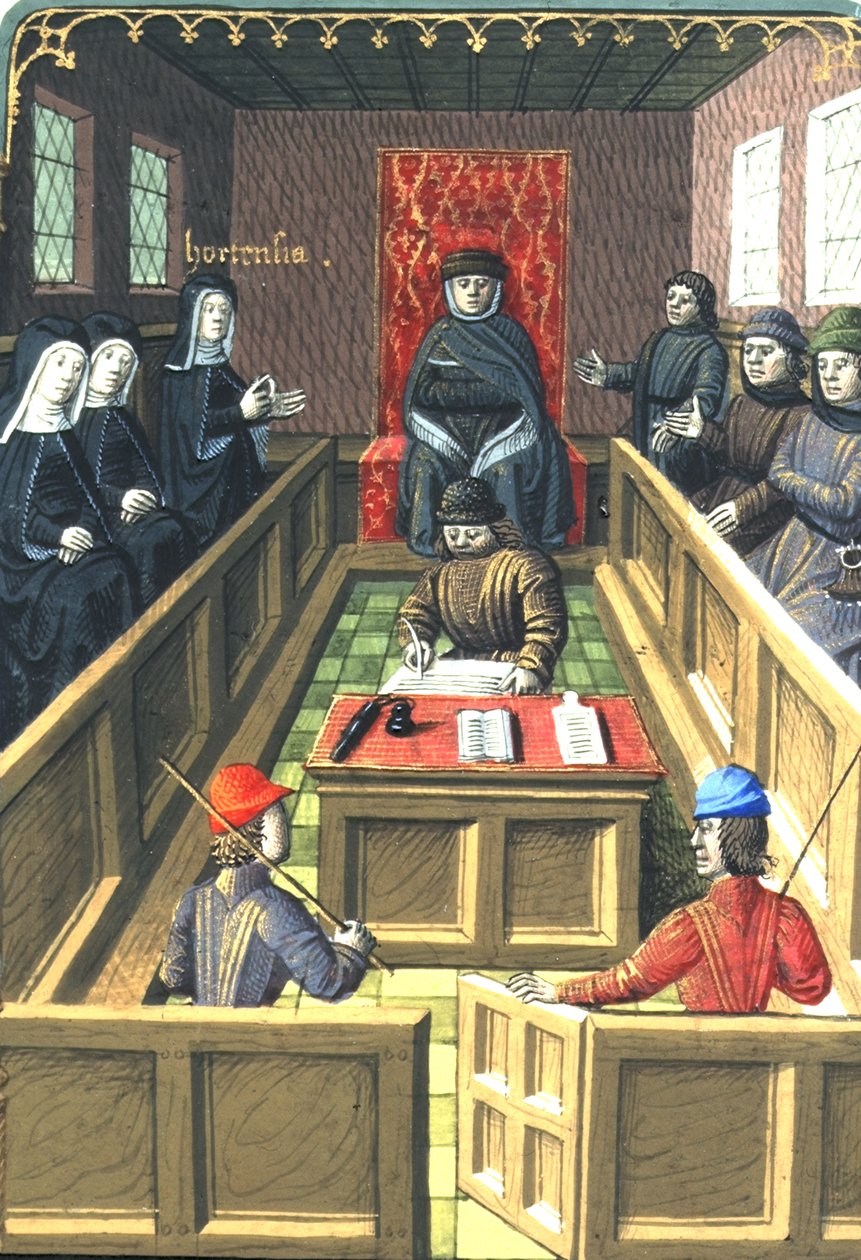 Harley 4375 fol.138v Hortensia before Triumvirate ، من "حقائق وأقوال الرومان والأشخاص الآخرين" بقلم فاليريوس ماكسيموس بواسطة المدرسة الفرنسية